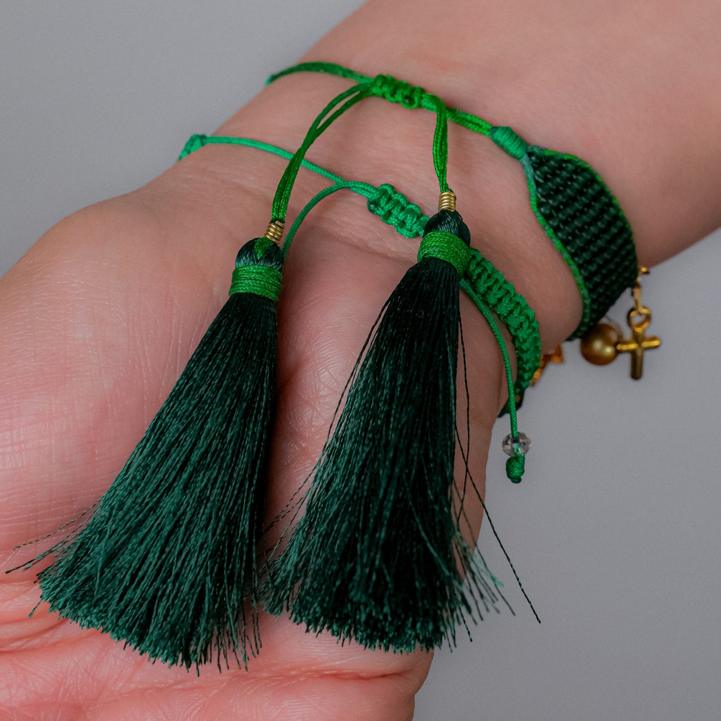 Pulsera x2 tejida verde