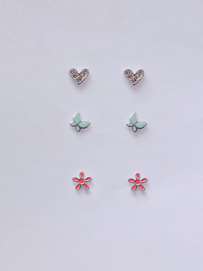 Set x3 corazón, mariposa y flor