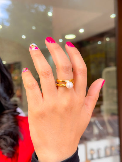Anillo perla blanca