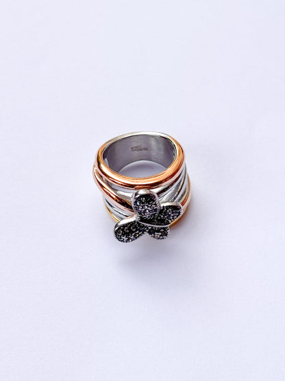 Anillo mariposa dos oros