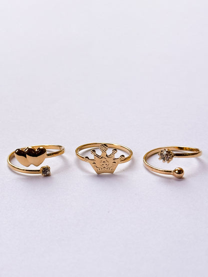 Anillos falanges x3 corona love